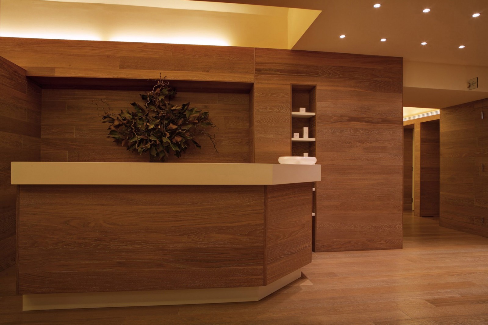 Reception moderna in legno con design elegante
